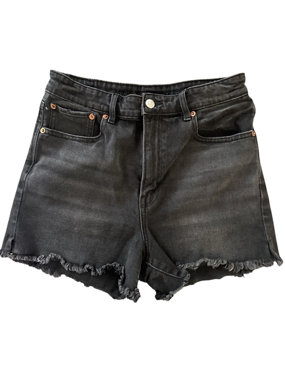 American Eagle High-Rise ’90s Boyfriend Black Denim Cutoff Shorts Size 6 🖤